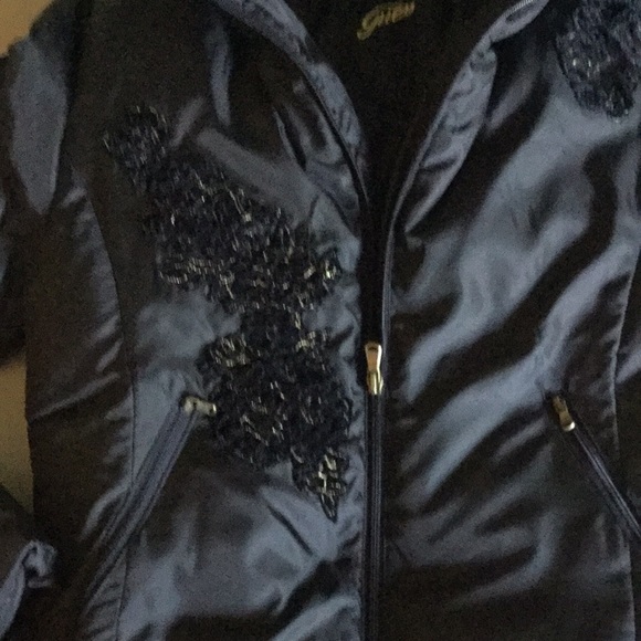 Guess Puffer Down Coat with black floral appliqué - Picture 2 of 12